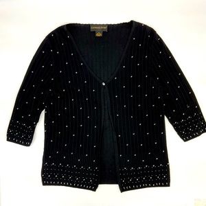 Classiques Entier Silk Beaded Black Cardigan, Medium
